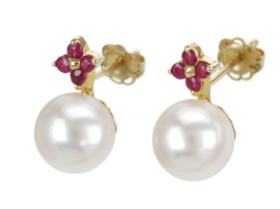 Złote kolczyki z perłami Akoya (wzór CRS)