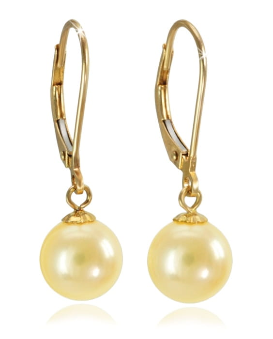 Złociste kolczyki z perłami Akoya 8-8,5 mm EA-85G-LVYG14-CSEV