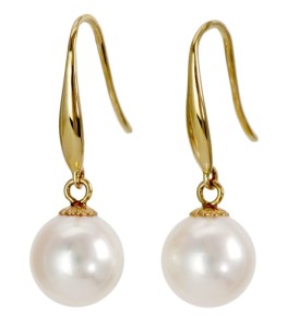 Złote kolczyki z perłami Akoya (wzór CSEB)