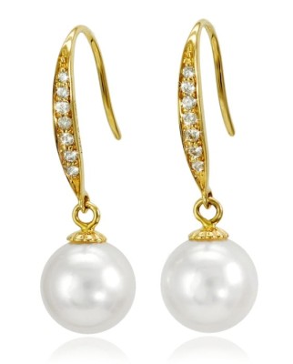 Złote kolczyki z perłami Akoya (wzór CBD)