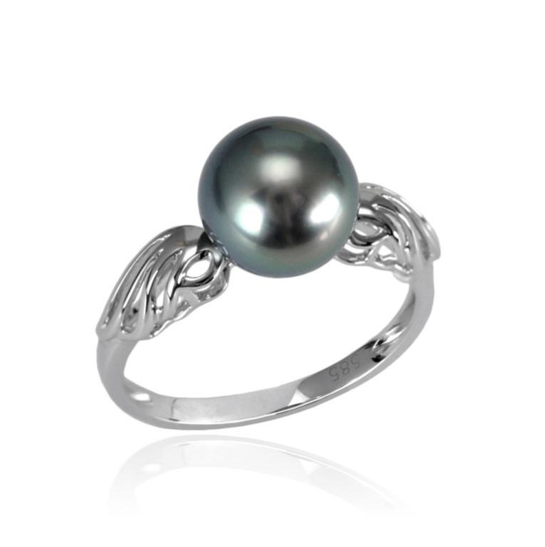 Pierścionek złoty z perłą Tahiti RT1-90B-WG14-PSWN