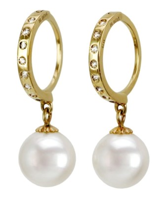 Złote kolczyki z perłami Akoya (wzór DRIM)