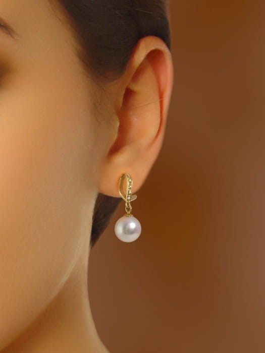 Złote kolczyki z perłami Akoya EA-85W-SHYG14D-4FR 2