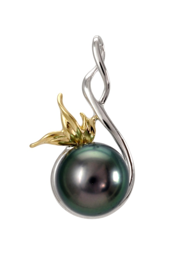 Złota zawieszka z perłą Tahiti PT-90B-WYG14-BRN