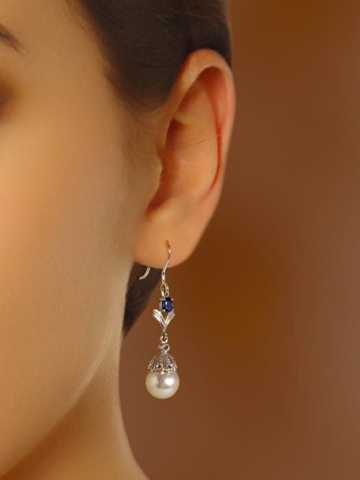 Kolczyki złote z pełami Akoya EA-85W-BWG14S-LHAT 2