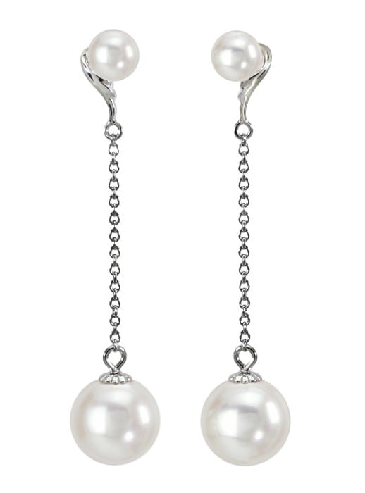 Wiszące kolczyki złote z perłami Akoya EA-90W-SHWG14-CH2P