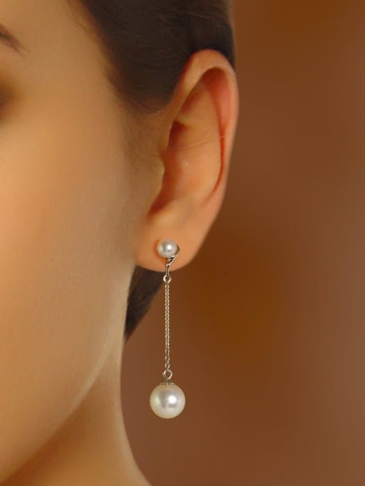 Wiszące kolczyki złote z perłami Akoya EA-90W-SHWG14-CH2P 2