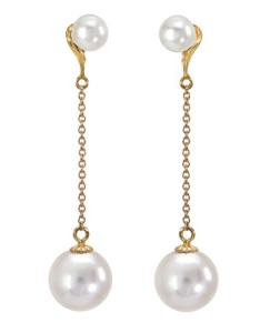 Wiszące złote kolczyki z perłami Akoya (wzór CH2P)
