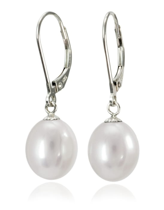 Kolczyki złote z perłami 9-10 mm EF-100WDS-LVWG14-CSEV