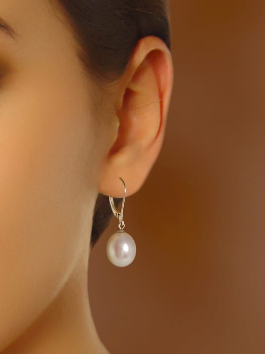 Kolczyki złote z perłami 9-10 mm EF-100WDS-LVWG14-CSEV 2