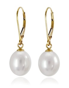 Złote kolczyki z perłami 9-10 mm (wzór CSEV)