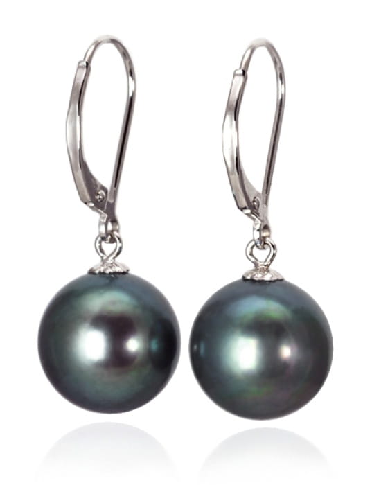 Kolczyki złote z czarnymi perłami 11-12 mm EF-120B-LVWG14-CSEV