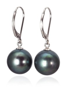 Kolczyki złote z czarnymi perłami 11-12 mm (wzór CSEV)