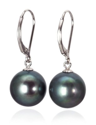 Kolczyki złote z czarnymi perłami 11-12 mm (wzór CSEV)