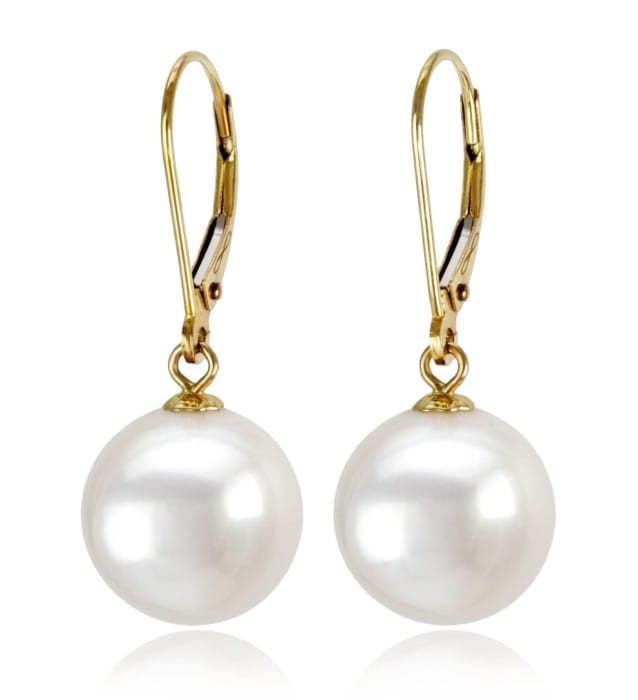 Złote kolczyki z perłami 11-12 mm EF-120W-LVYG14-CSEV