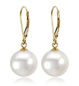 Złote kolczyki z perłami 11-12 mm (wzór CSEV)