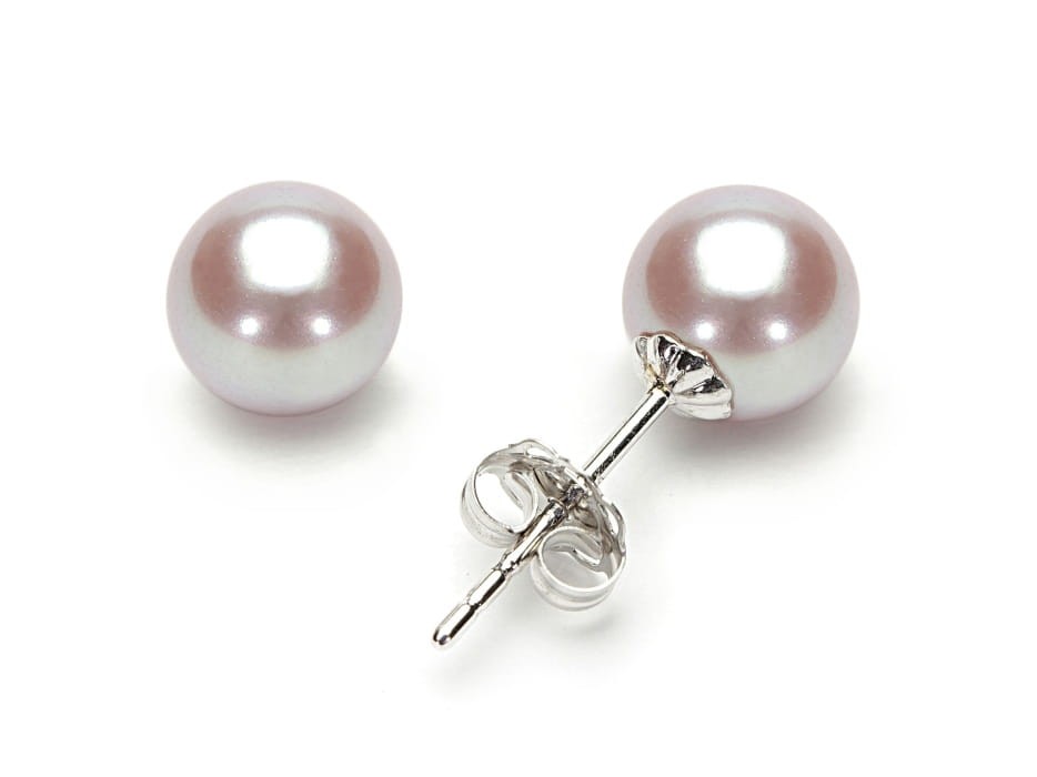 Kolczyki złote z lawendowymi perłami 6,5-7 mm EF-70L-SWG14-CSES