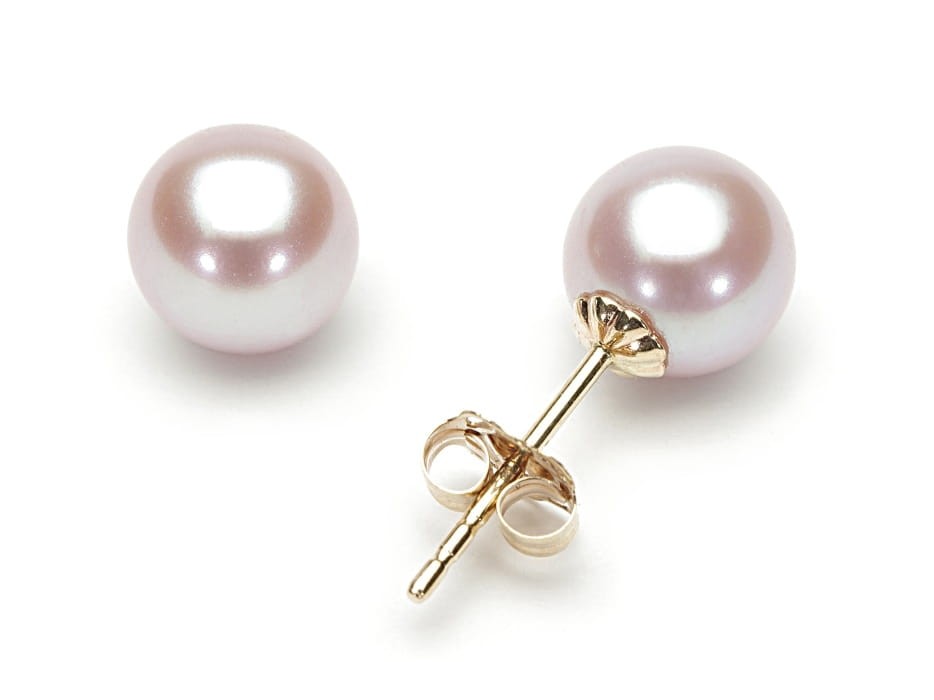 Złote kolczyki z lawendowymi perłami 6,5-7 mm EF-70L-SYG14-CSES