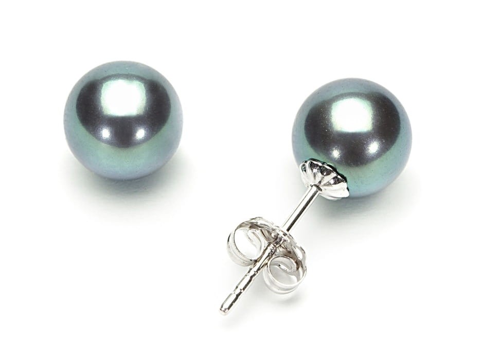 Kolczyki złote z czarnymi perłami 7-7,5 mm EF-75B-SWG14-CSES