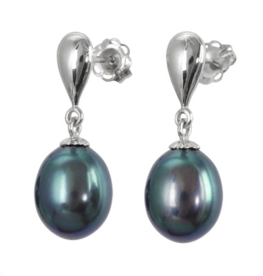 Kolczyki złote z czarnymi perłami (wzór SPN)