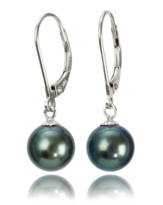 Kolczyki złote z czarnymi perłami 8-8,5 mm EF-85B-LVWG14-CSEV