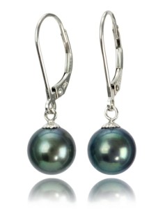 Kolczyki złote z czarnymi perłami 8-8,5 mm (wzór CSEV)