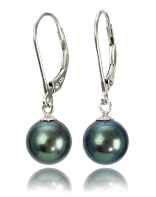 Kolczyki złote z czarnymi perłami 8-8,5 mm (wzór CSEV)