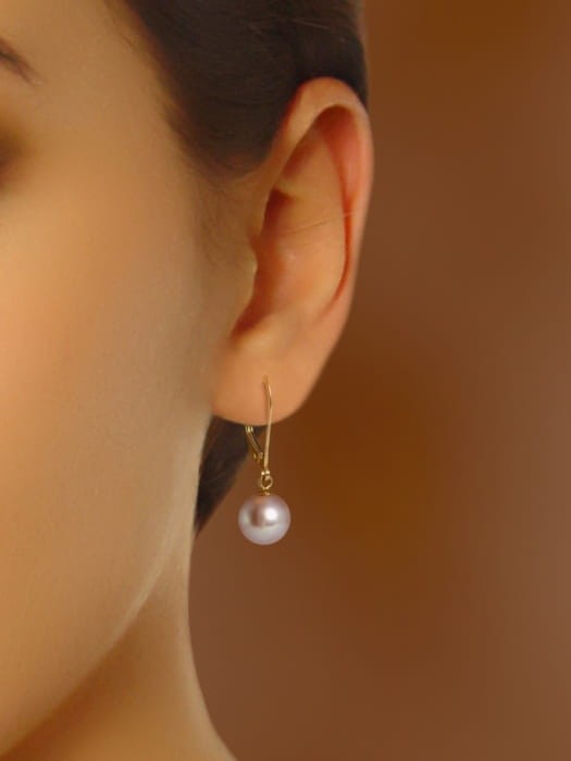 Złote kolczyki z lawendowymi perłami 8-8,5 mm EF-85L-LVYG14-CSEV 2