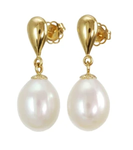 Złote kolczyki z perłami (wzór SPN)