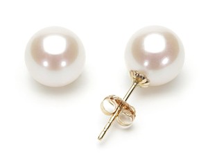 Złote kolczyki z perłami 8-8,5 mm (wzór CSES)