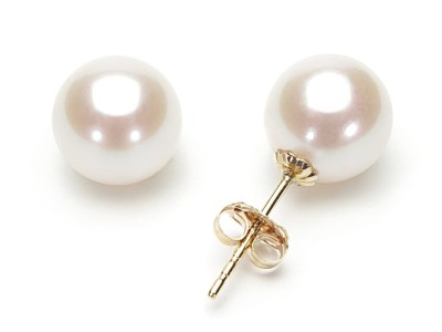 Złote kolczyki z perłami 8-8,5 mm (wzór CSES)