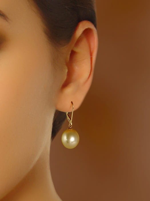 Kolczyki ze złotymi perłami South Sea 9-10 mm ES-100GDS-LVYG14-CSEV 2
