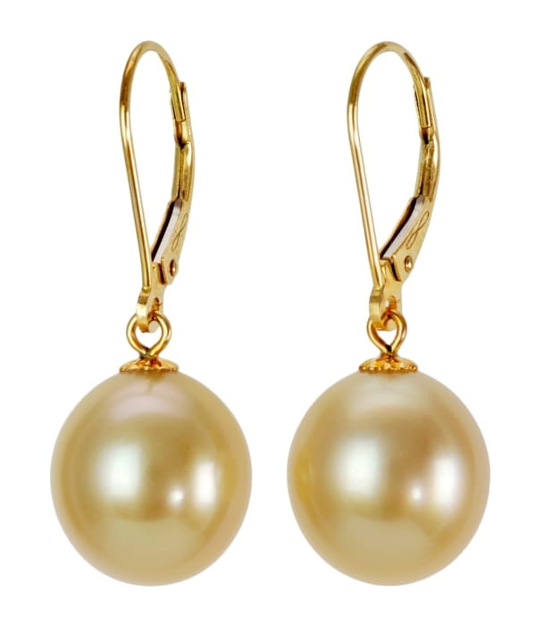 Złote kolczyki z perłami South Sea 11-12 mm ES-120GDS-LVYG14-CSEV