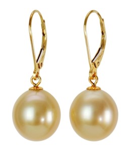Złote kolczyki z perłami South Sea 11-12 mm (wzór CSEV)