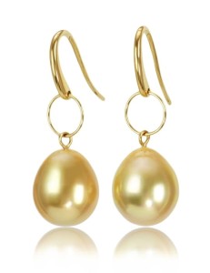 Złote kolczyki z perłami South Sea (wzór CIR)