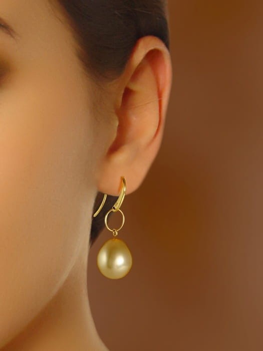 Złote kolczyki z perłami South Sea ES-130GDS-BYG18-CIR 2