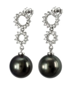 Kolczyki złote z perłami Tahiti (wzór SUN)