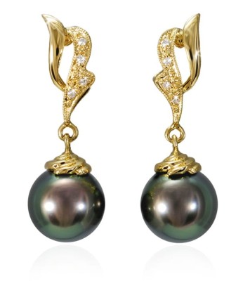 Złote kolczyki z perłami Tahiti (wzór RFLM)