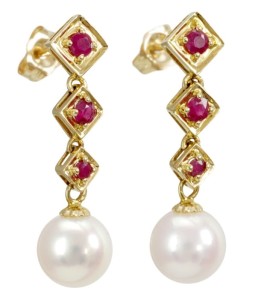 Złote kolczyki z perłami Akoya (wzór RMB)