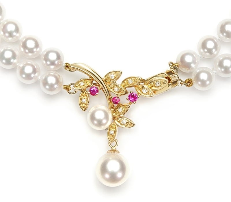 2-rzędowa kolia z pereł Akoya 6-6,5 mm KA2-65W-WPYG14DR-TWG