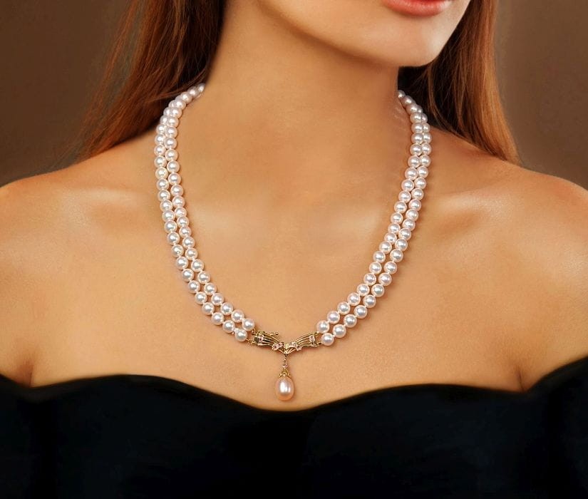 2-rzędowa kolia z pereł Akoya 6-6,5 mm KA2-65W-PPYG14R-ARCS 3