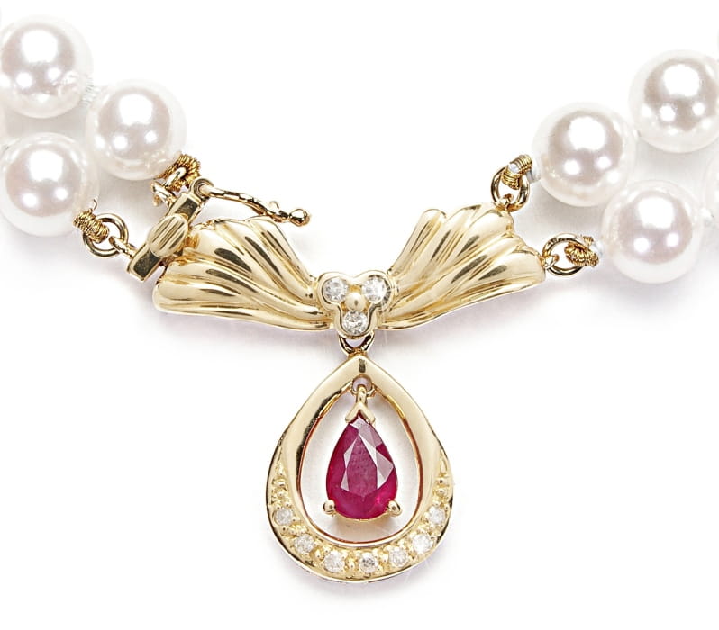 2-rzędowa kolia z pereł Akoya 6-6,5 mm KA2-65W-YG14DR-GDRP