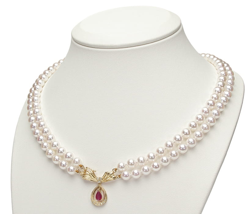 2-rzędowa kolia z pereł Akoya 6-6,5 mm KA2-65W-YG14DR-GDRP 2