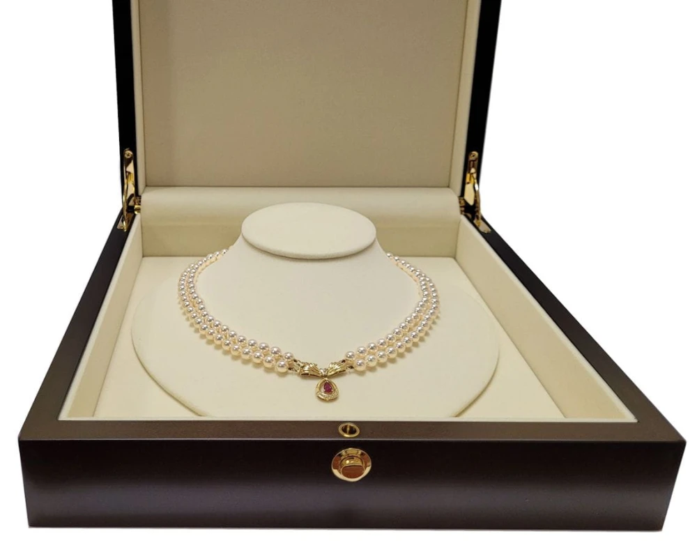 2-rzędowa kolia z pereł Akoya 6-6,5 mm KA2-65W-YG14DR-GDRP 4