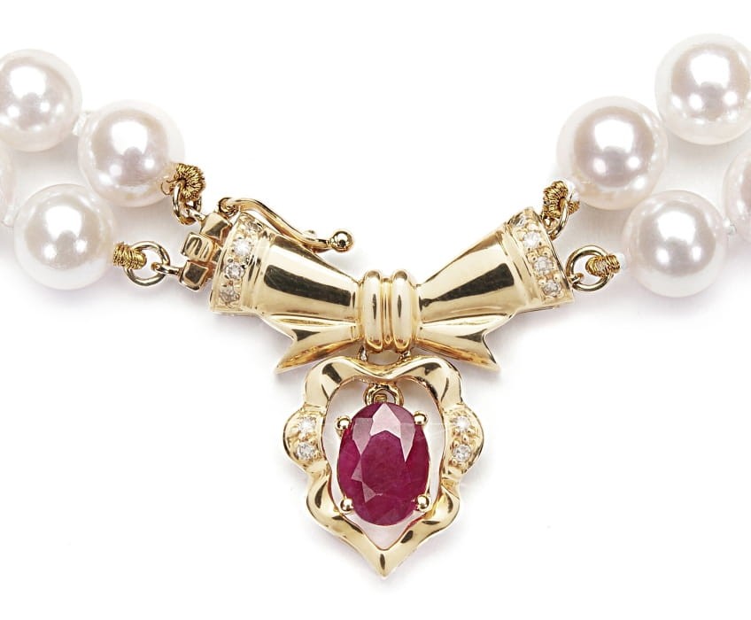 2-rzędowa kolia z pereł Akoya 6-6,5 mm KA2-65W-YG14DR-ARM