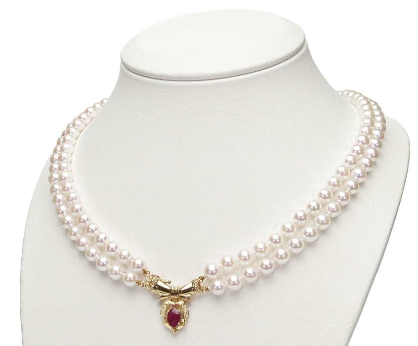 2-rzędowa kolia z pereł Akoya 6-6,5 mm KA2-65W-YG14DR-ARM 2