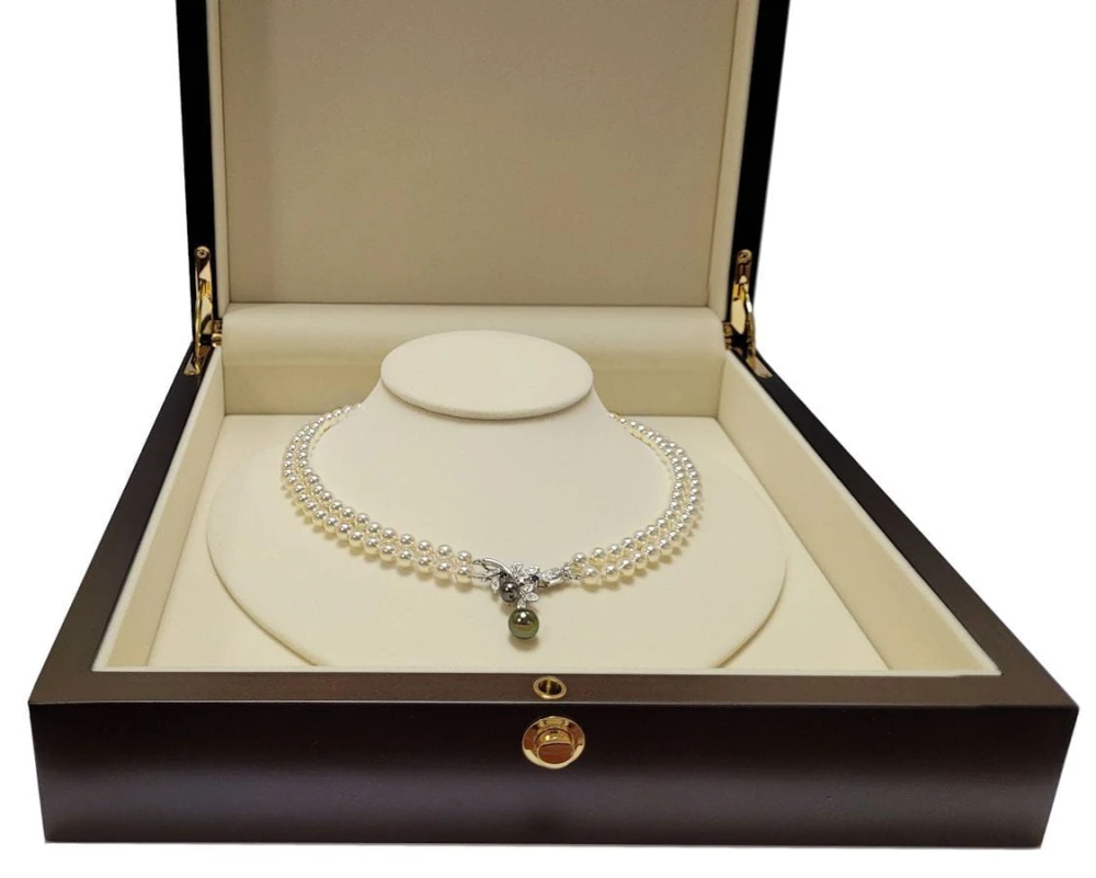 2-rzędowa kolia z pereł Akoya 6-6,5 mm KA2-65W-BPWG14DS-TWG 4