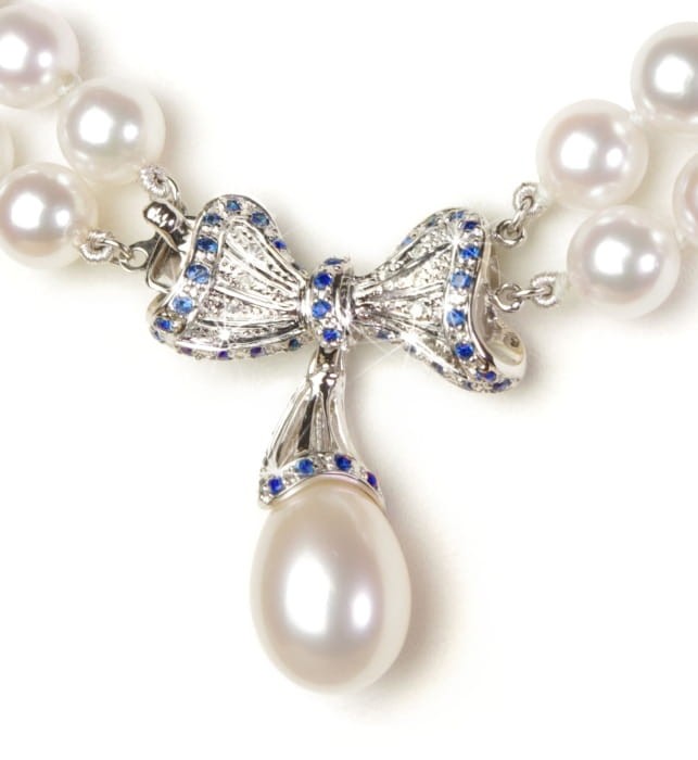 2-rzędowa kolia z pereł Akoya 6,5-7 mm KA2-70W-WPWG14DS-BWDP2