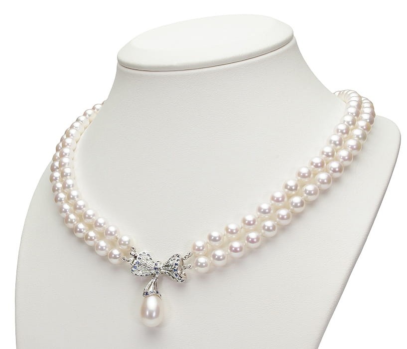 2-rzędowa kolia z pereł Akoya 6,5-7 mm KA2-70W-WPWG14DS-BWDP2 2