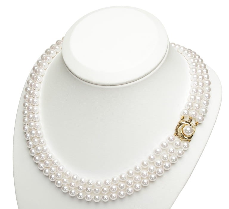 3-rzędowa kolia z pereł Akoya 6-6,5 mm KA3-65W-WPYG14-PWHR 2